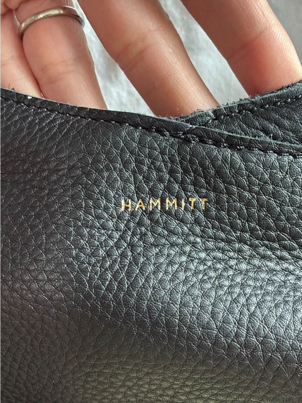 Hammitt Black Pebbled Leather Hobo with Gold Hardware